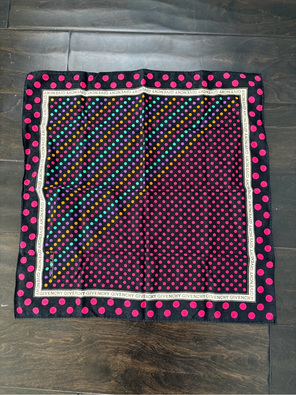 Vintage Givenchy Polka Dot Retro Cotton Handkerchief